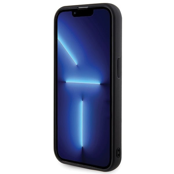 Guess iPhone 15 Pro Max - Quilted Metal Logo Θήκη με Επένδυση Συνθετικού Δέρματος - Black - GUHCP15XPSQSQSK