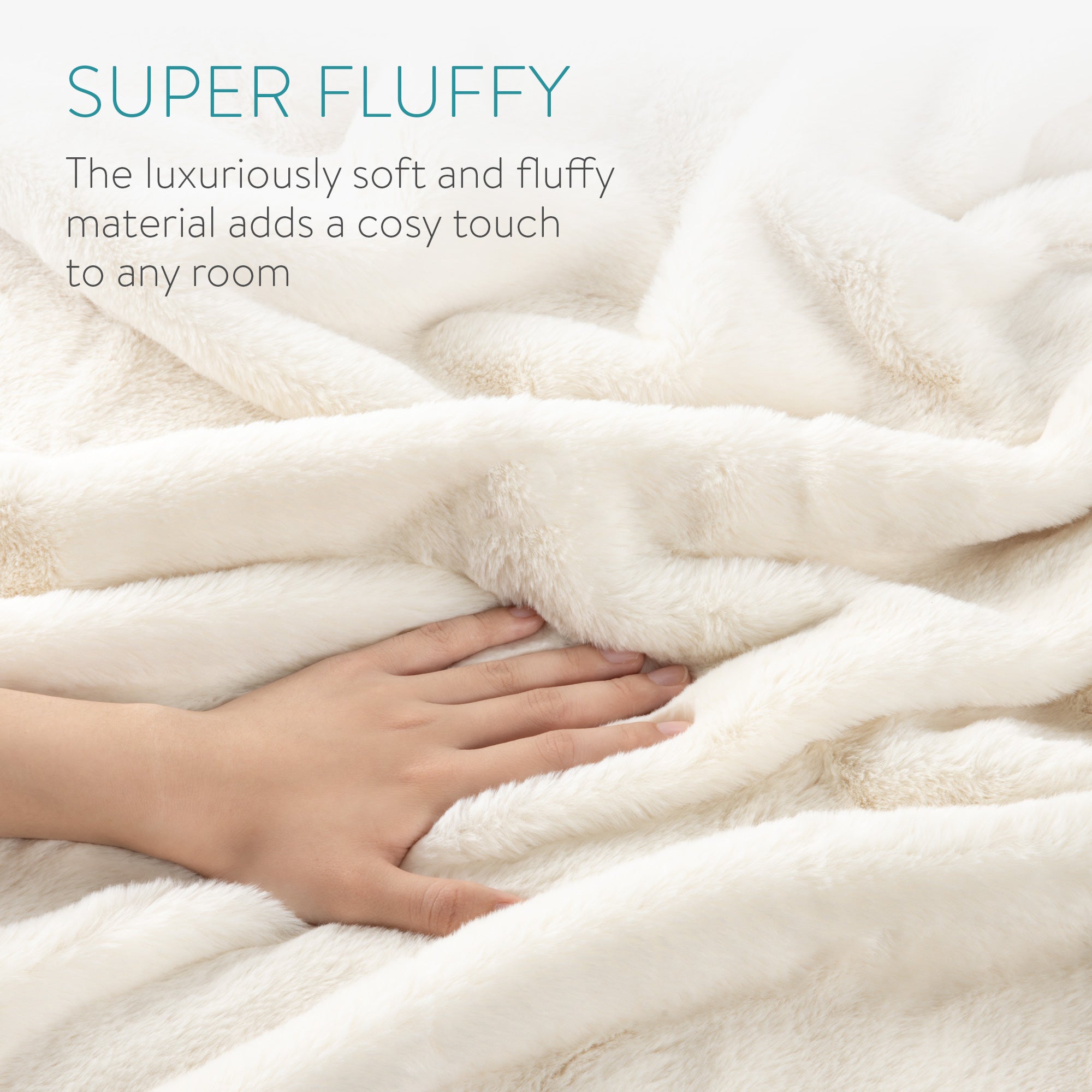 Navaris Κουβέρτα από Συνθετική Γούνα και Φλις - 130 x 150 cm - Cream - 55841.01