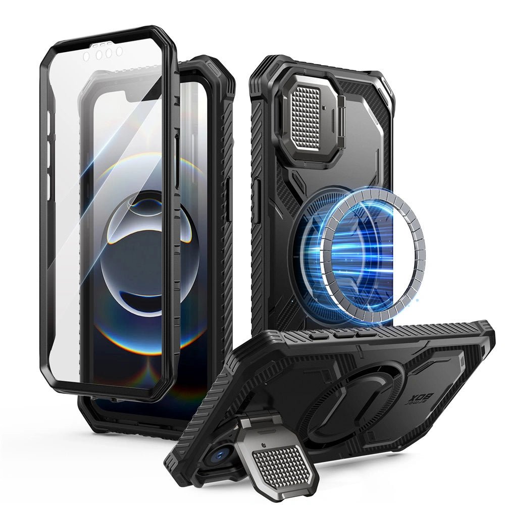 Supcase iPhone 16e Armorbox MagSafe Σκληρή Θήκη με Προστασία Οθόνης και Κάλυμμα Κάμερας / Stand - Black