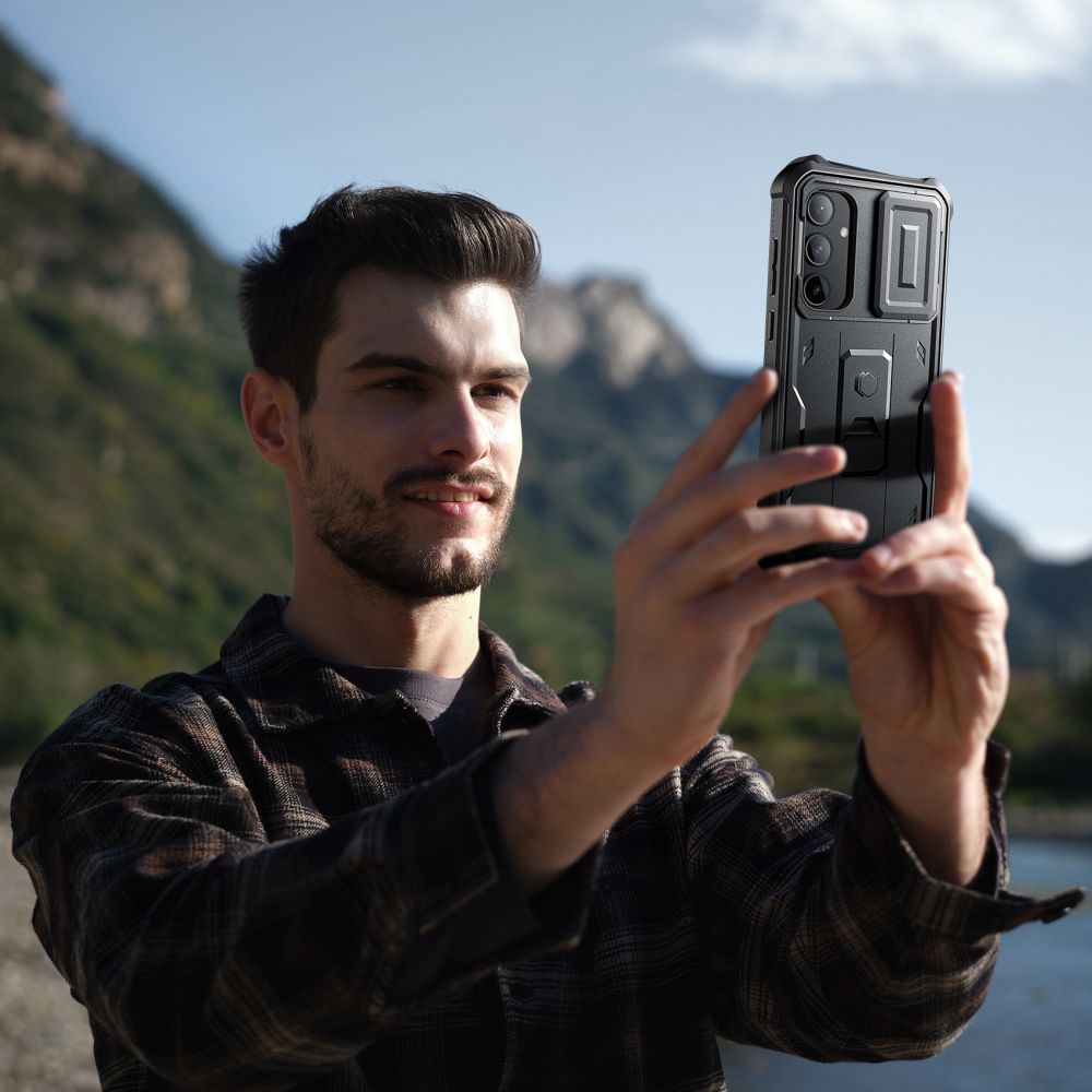 Tech - Protect Samsung Galaxy A55 5G Kevlar Cam+ Θήκη 360 Full Body με Προστασία για την Οθόνη και την Κάμερα και Stand - Black