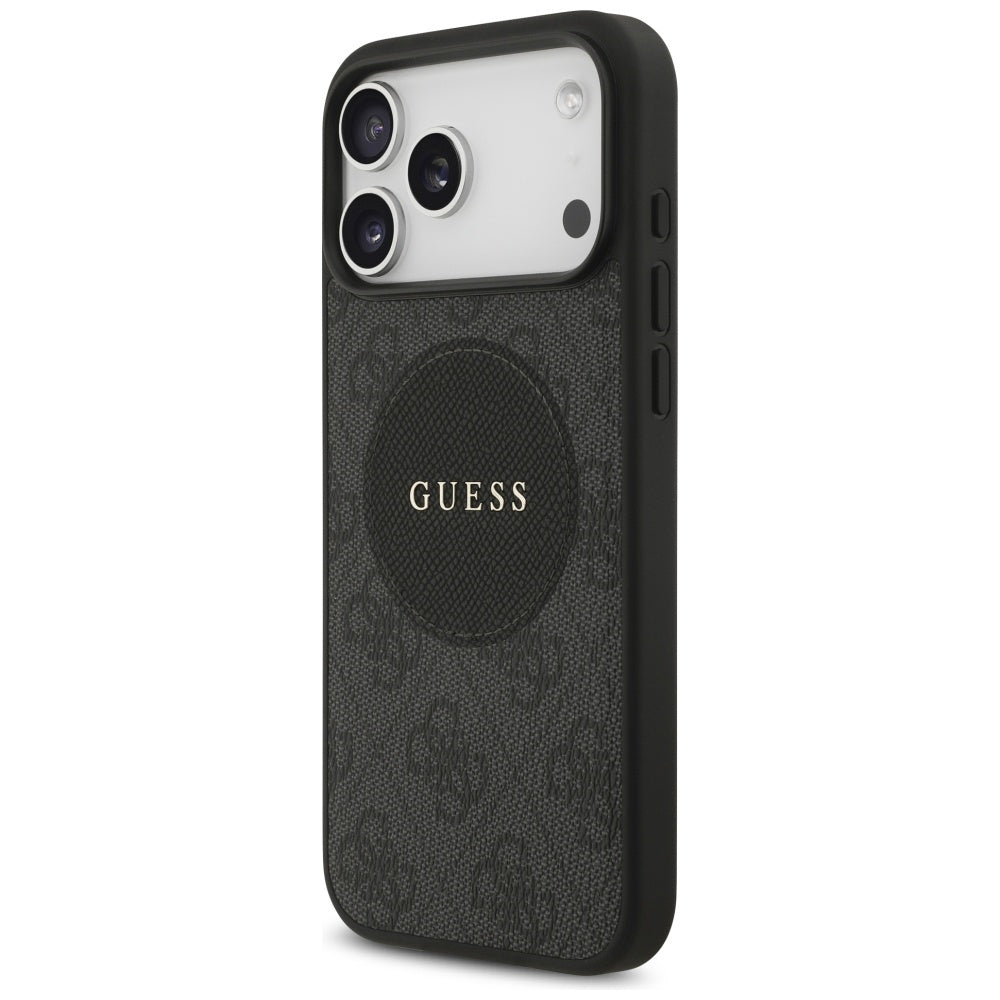 Guess iPhone 17 Pro Max - 4G Circle Classic Logo MagSafe - Θήκη με Επένδυση Συνθετικού Δέρματος - Black - GUHMP17XP4PGRSGK