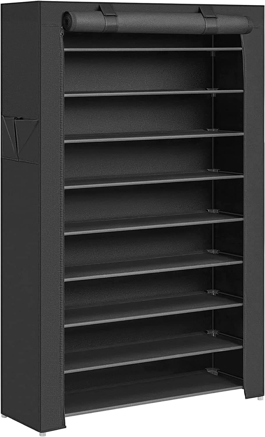 Songmics Παπουτσοθήκη με 10 Ράφια και Μπροστινό Κάλυμμα - Black - RXJ36H01