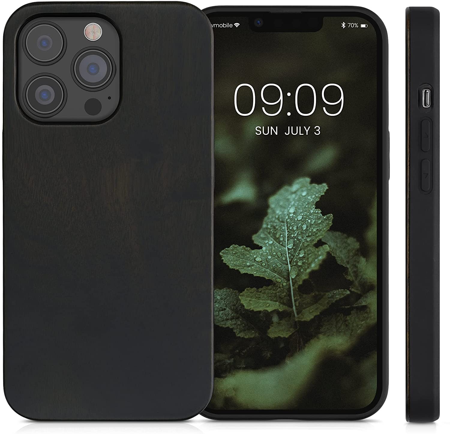 KW iPhone 13 Pro Θήκη από Φυσικό Ξύλο - Dark Green - 55968.80