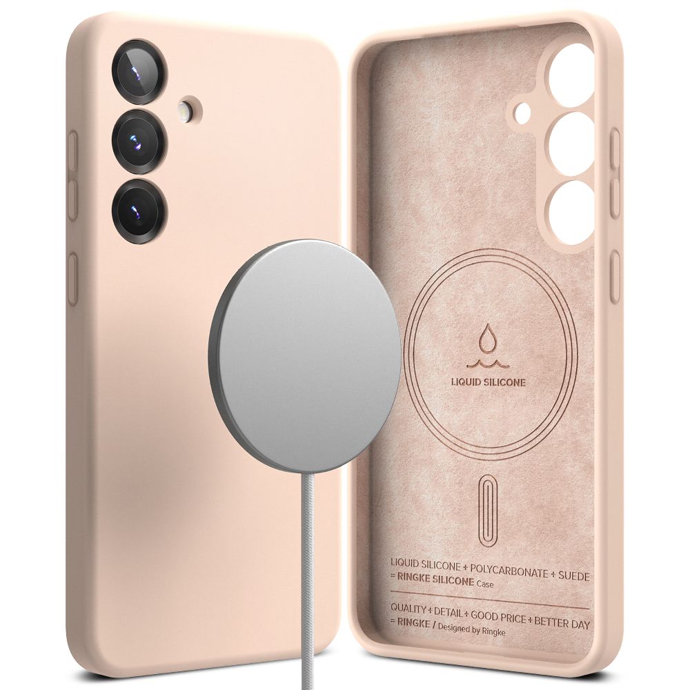 Ringke Samsung Galaxy S25 Silicone Magnetic MagSafe Case Θήκη Σιλικόνης με MagSafe - Pink Sand