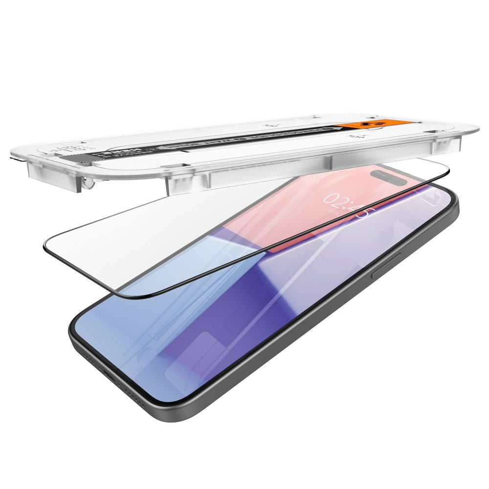 Spigen iPhone 15 Glas.TR EZ Fit FC 0.3mm 2.5D 9H Case Friendly Full Screen Tempered Glass Αντιχαρακτικό Γυαλί Οθόνης - Black - AGL06908