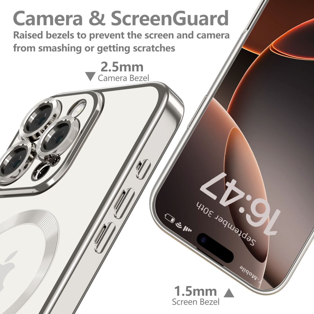 Tech-Protect iPhone 16 Pro MagFlex Θήκη Σιλικόνης TPU με MagSafe - Διάφανη / Shiny Titanium