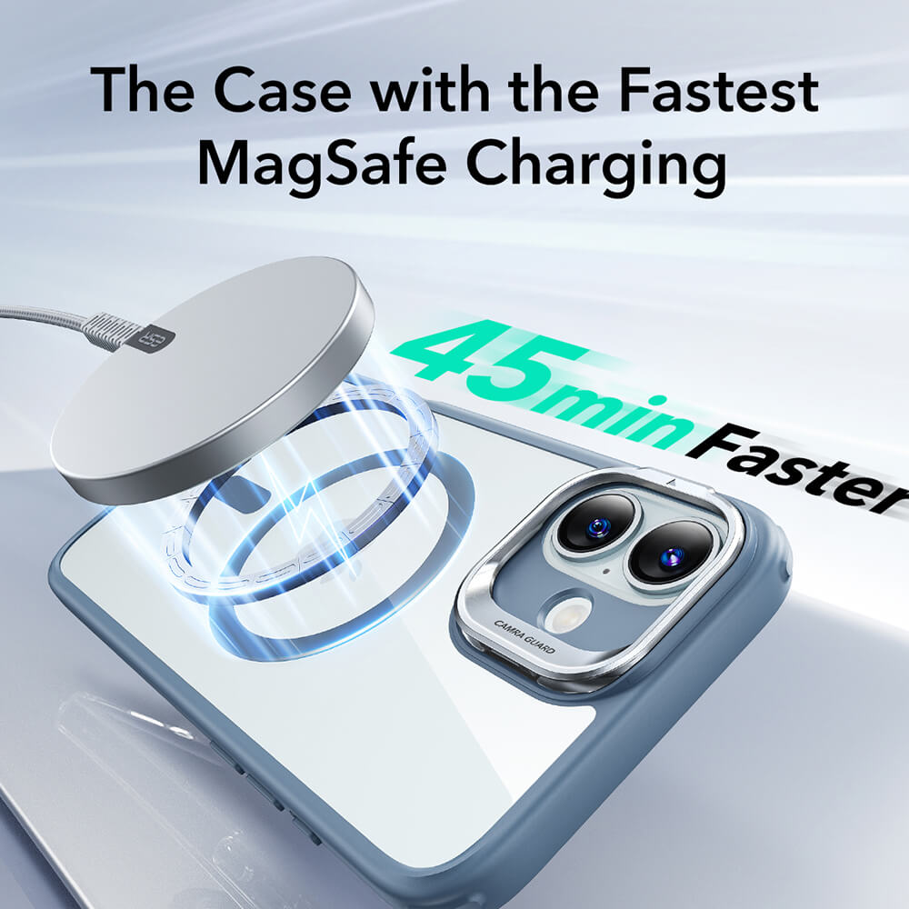 ESR iPhone 16 Classic Hybrid Halolock Kickstand Σκληρή Θήκη με Πλαίσιο Σιλικόνης και MagSafe - Διάφανη / Blue