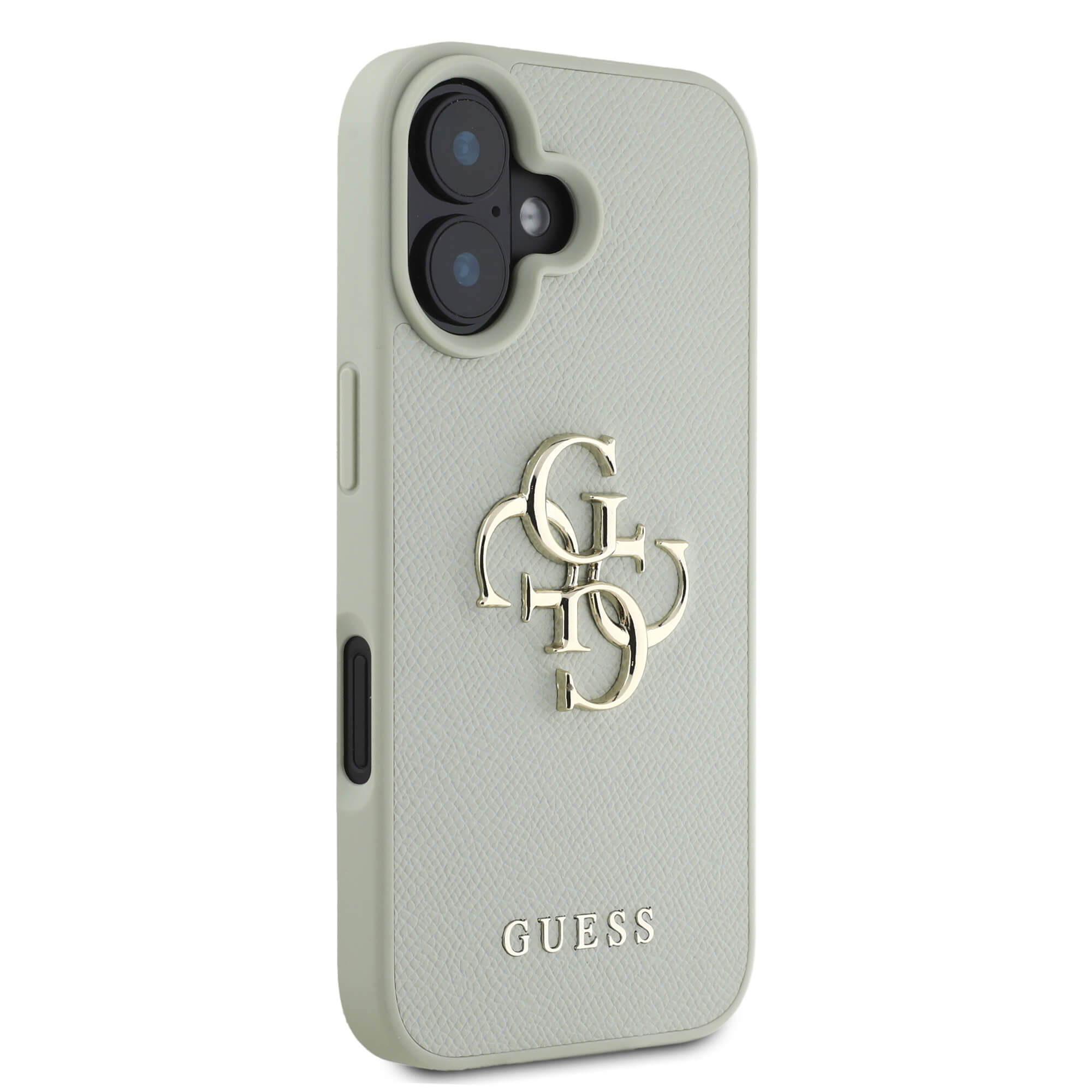 Guess iPhone 16 - Grained Big 4G Logo Small Classic Logo - Σκληρή Θήκη με Επένδυση από Οικολογικό Δέρμα - Green - GUHCP16SPGT4MBN
