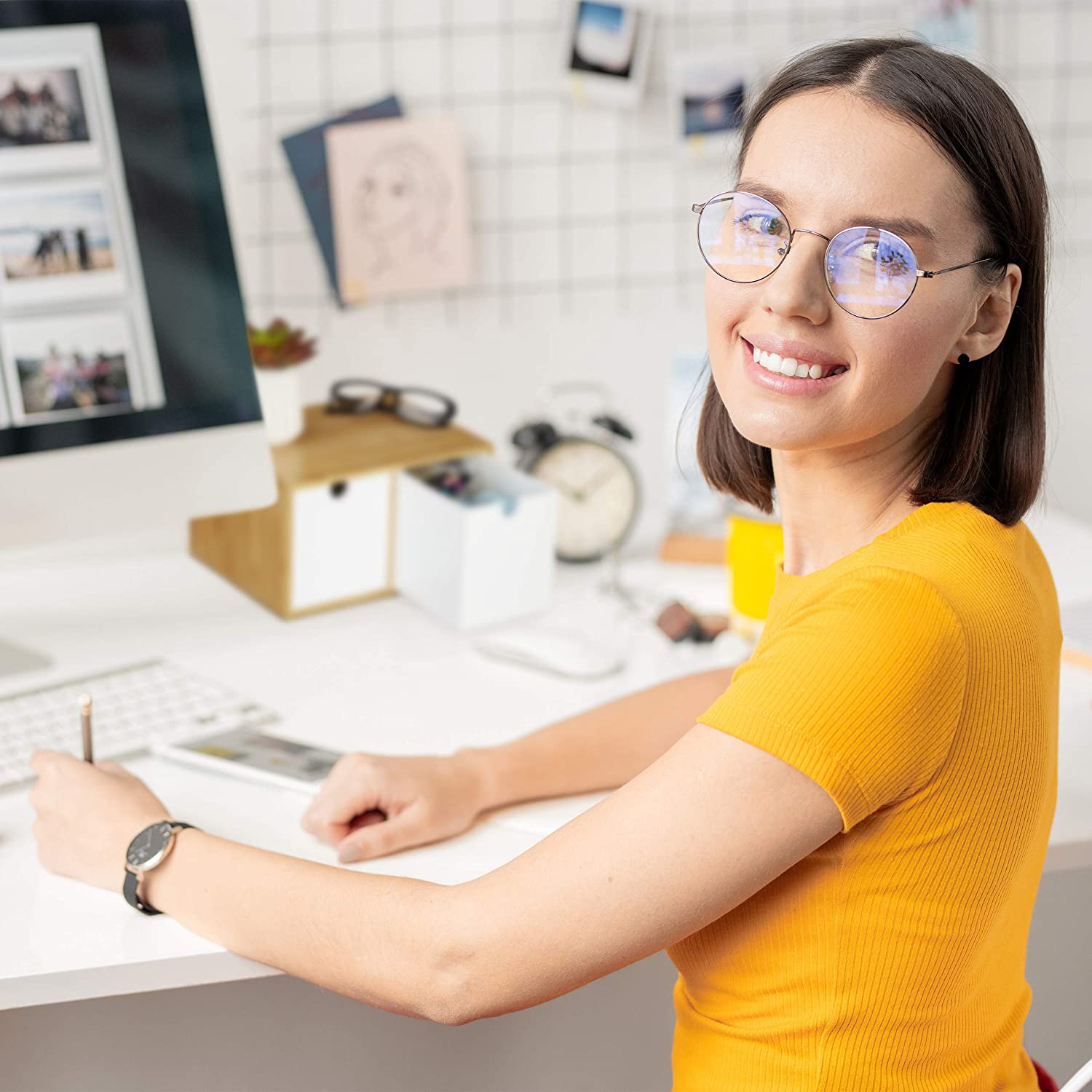 Relaxdays Ξύλινη Βάση Οργάνωσης Γραφείου με 2 Συρτάρια από Bamboo - White / Natural - 4052025902063