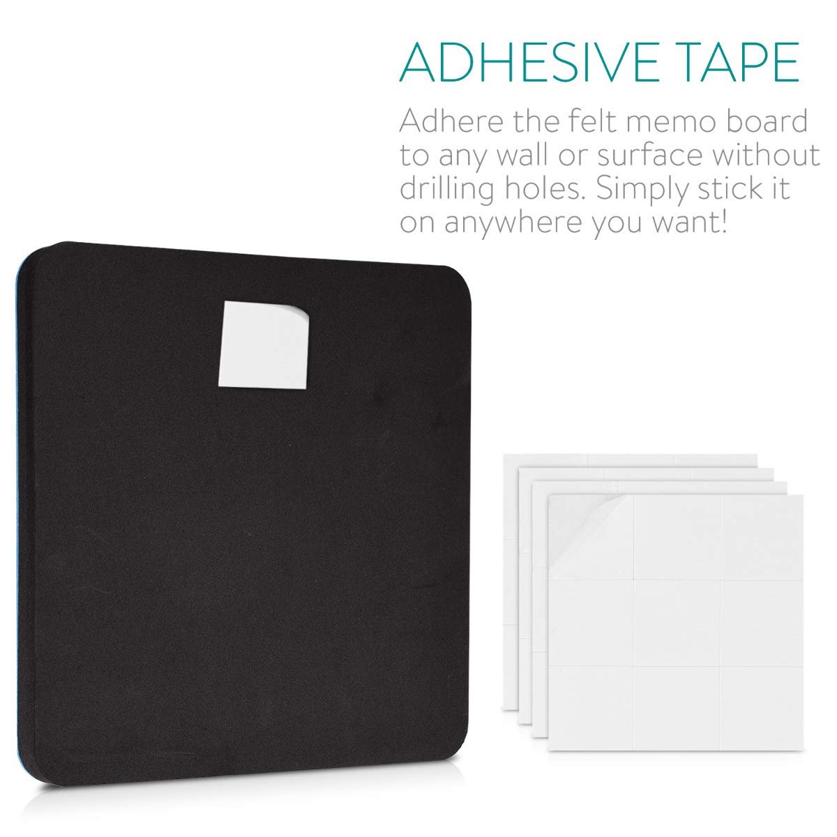 Navaris Square Felt Memo Boards - Σετ με 9 Πίνακες Ανακοινώσεων και Πινέζες - Light Grey / Dark Grey / Light Blue - 46231.01