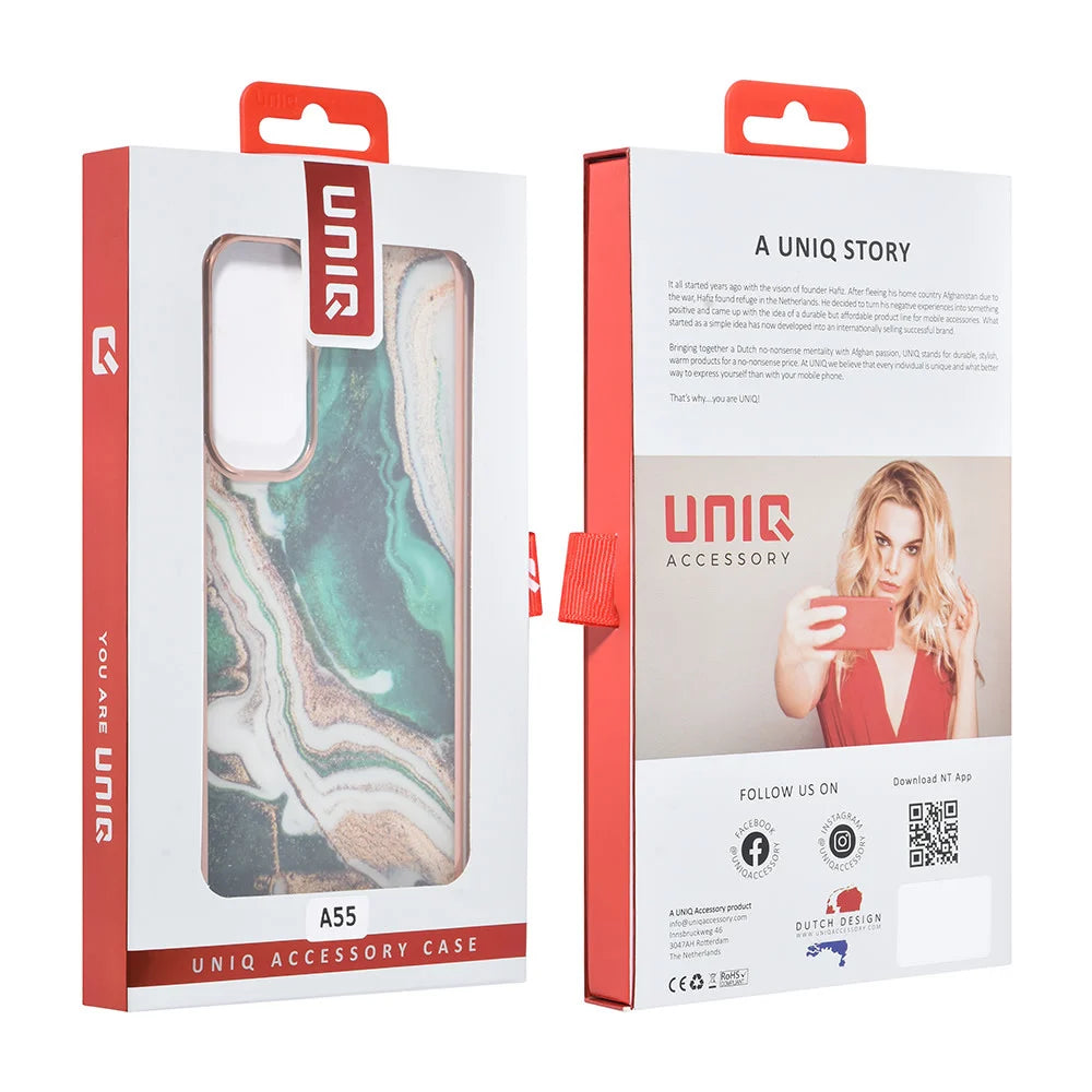 Tuniq Samsung Galaxy A55 5G - Σκληρή Θήκη με Πλαίσιο Σιλικόνης - Σχέδιο Μάρμαρο - Πράσινη