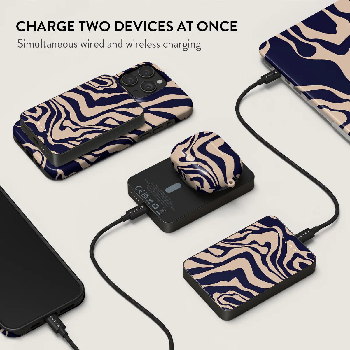 Burga Μαγνητικό Ασύρματο MagSafe PowerBank 5000mAh με Καλώδιο Type - C to Type - C - Gunmetal - Vigilant