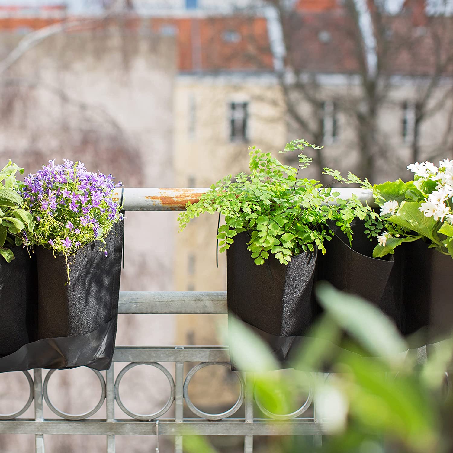 Navaris Σετ με 4 Κρεμαστές Ζαρντινιέρες από Τσόχα - Black - 55923.01