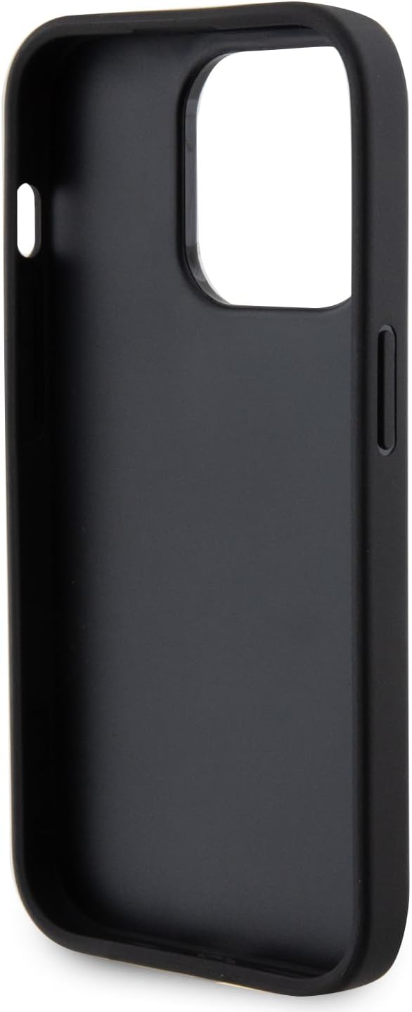 Guess iPhone 15 Pro Leather Perforated 4G Glitter Θήκη με Επένδυση Συνθετικού Δέρματος - Black - GUHCP15LPSP4LGK