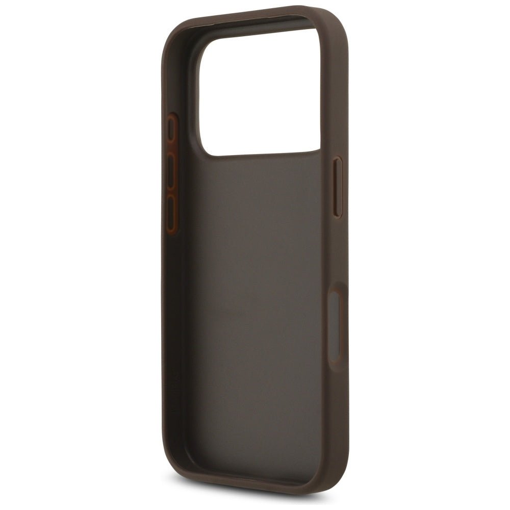 Guess iPhone 17 Pro - 4G Big Logo - Σκληρή Θήκη με Πλαίσιο Σιλικόνης και Επένδυση Συνθετικού Δέρματος - Brown - GUHCP17L4GMGBR