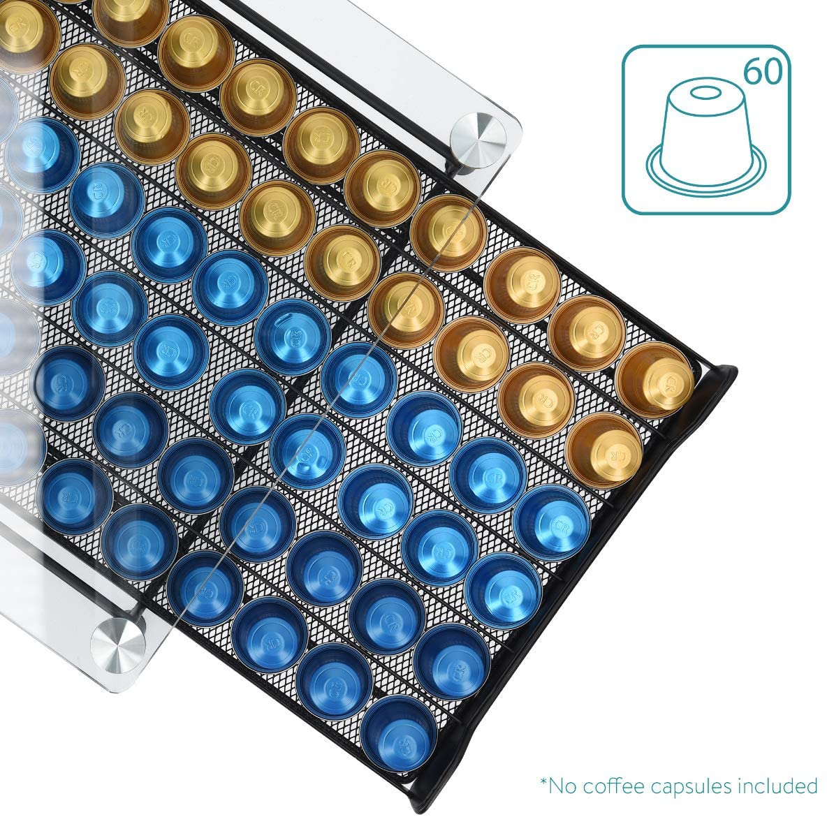 Navaris Γυάλινο Συρτάρι για Κάψουλες Nespresso / Βάση για Καφετιέρα - Black - 51112.01