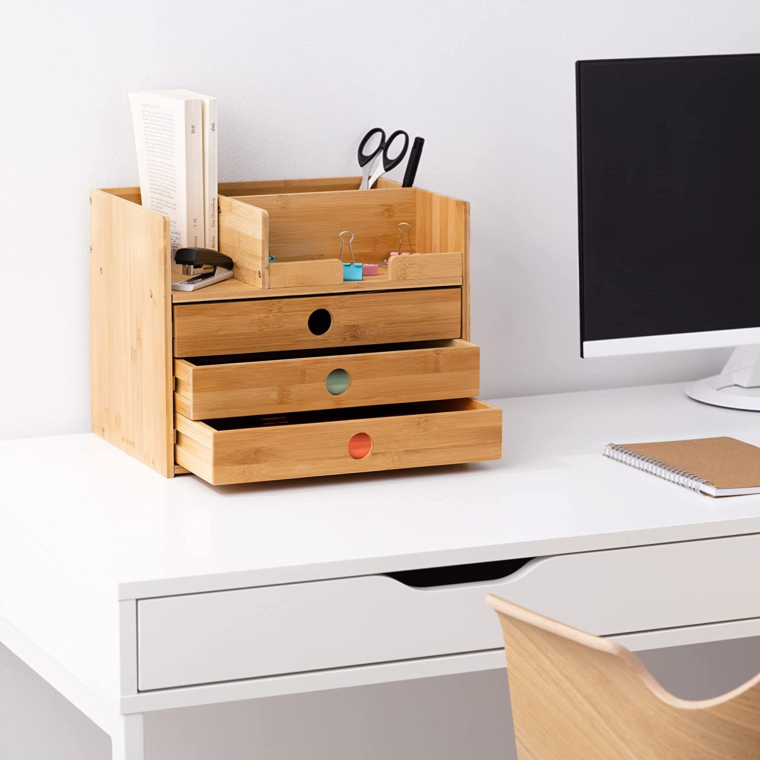 Navaris Ξύλινη Βάση Οργάνωσης Γραφείου από Bamboo με Συρτάρια - Light Brown - 57358.24