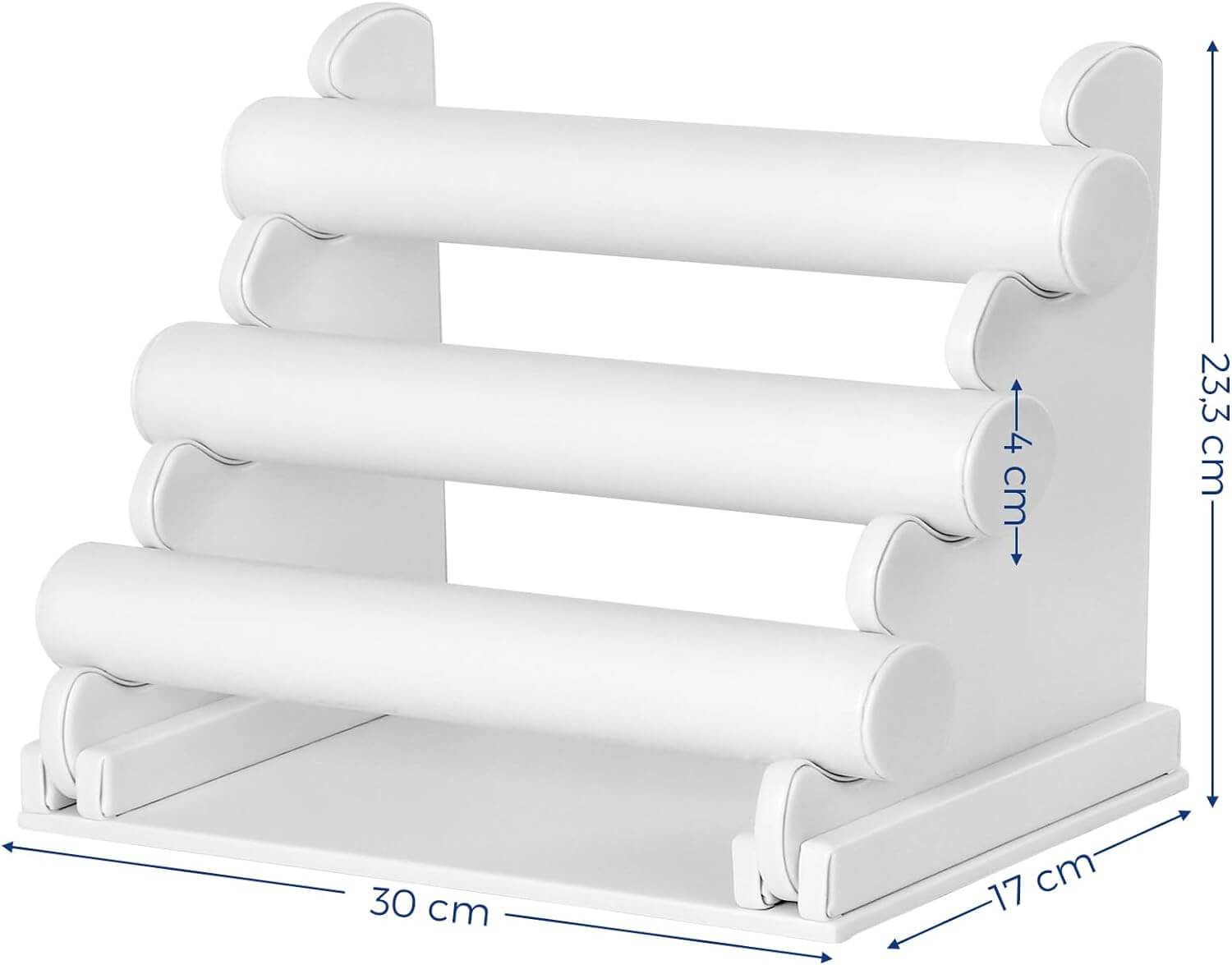 Songmics Βάση από Συνθετικό Δέρμα με 3 Μπάρες για Βραχιόλια και Ρολόγια - White - JDS101
