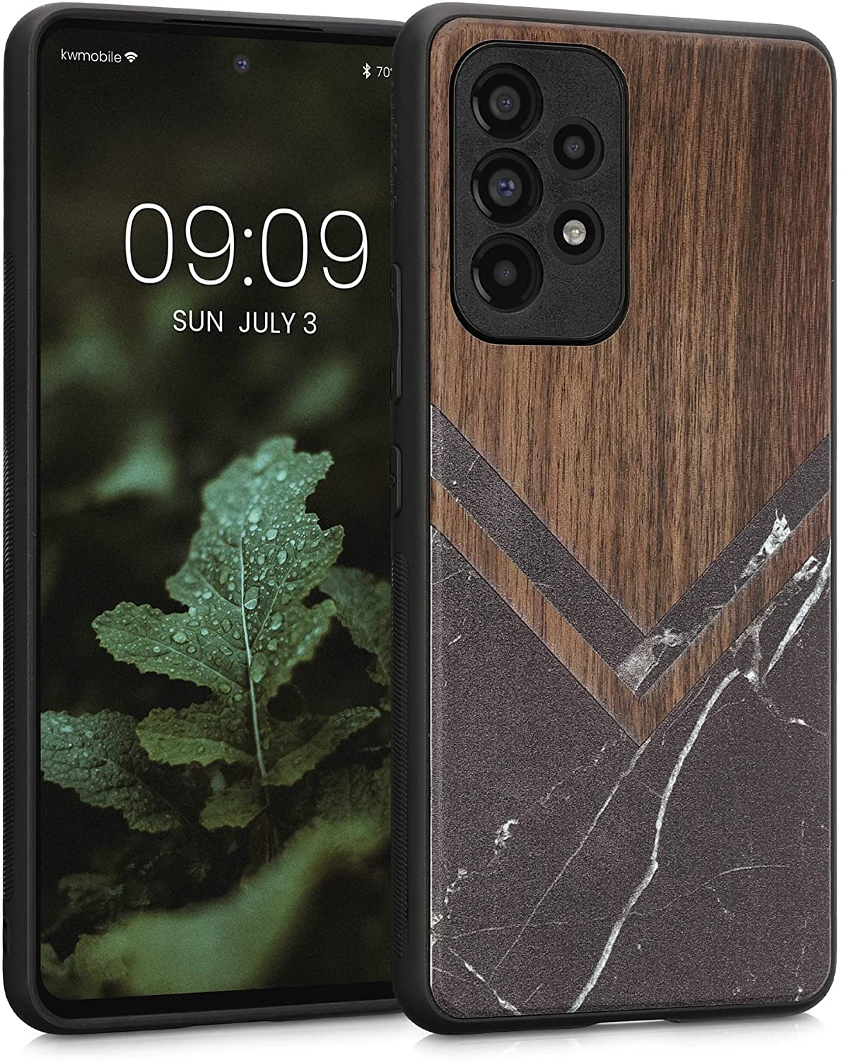 KW Samsung Galaxy A53 5G Θήκη από Φυσικό Ξύλο - Design Wood and Marble - Black / White / Dark Brown - 58317.10
