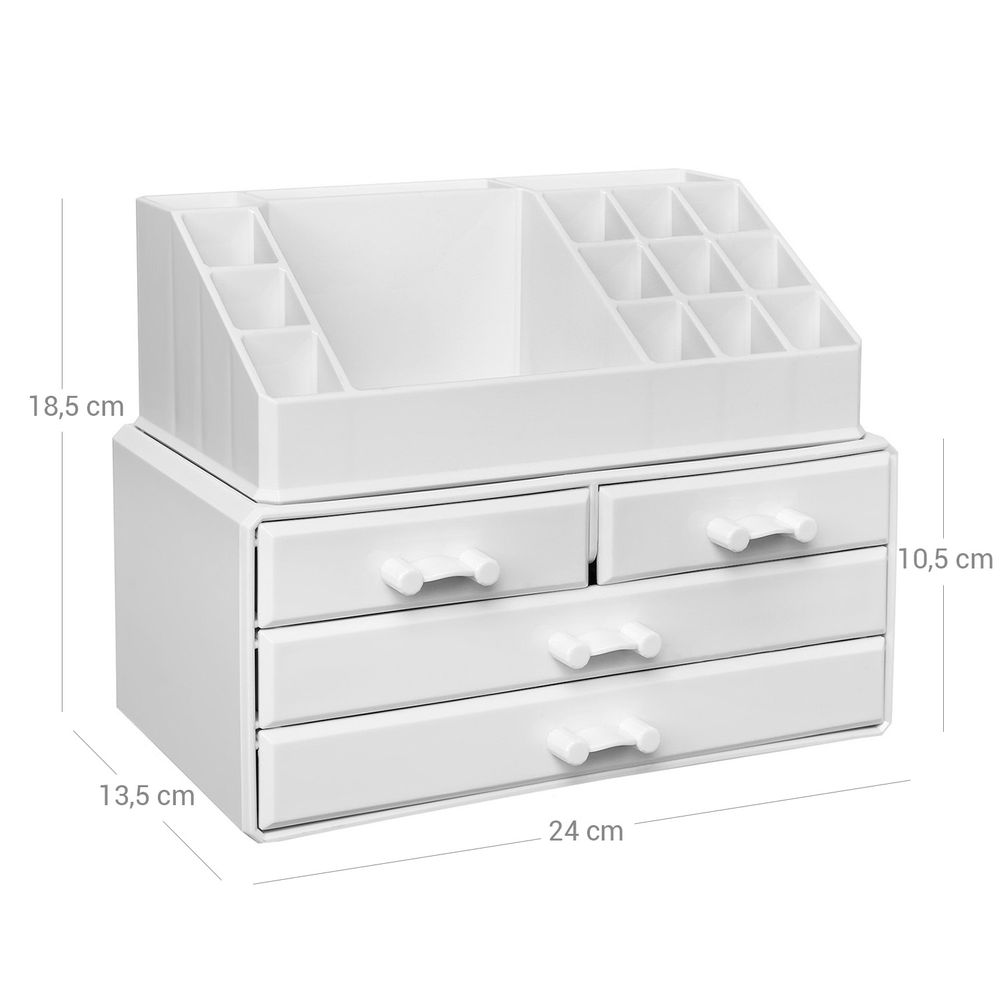Songmics Ακρυλικός Οργανωτής Καλλυντικών με 4 Συρτάρια - White - JKA0010TP