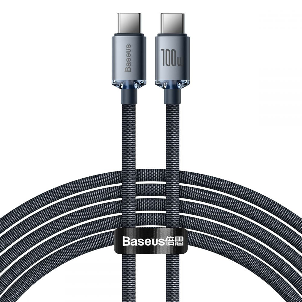 Baseus Crystal Shine Cable Type-C to Type-C PD 100W 3A - Καλώδιο Δεδομένων και Γρήγορης Φόρτισης Type-C to Type-C 2M - Black - CAJY000701