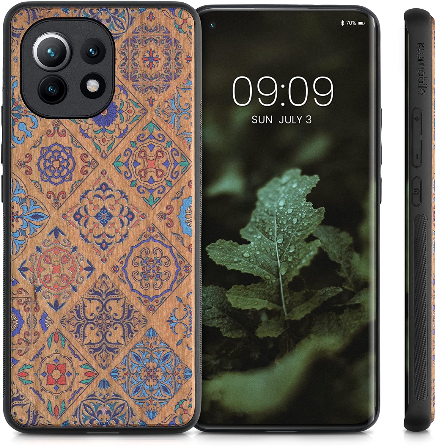 KW Xiaomi Mi 11 Θήκη από Φυσικό Ξύλο - Design Wood Moroccan Tiles - Multicolor / Brown - 54662.04