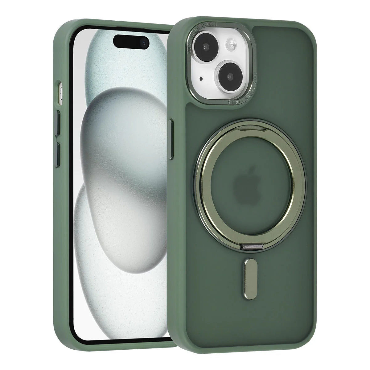 Tuniq iPhone 15 - Σκληρή MagSafe Θήκη με Περιστρεφόμενο Δαχτυλίδι Συγκράτησης - Πράσινο