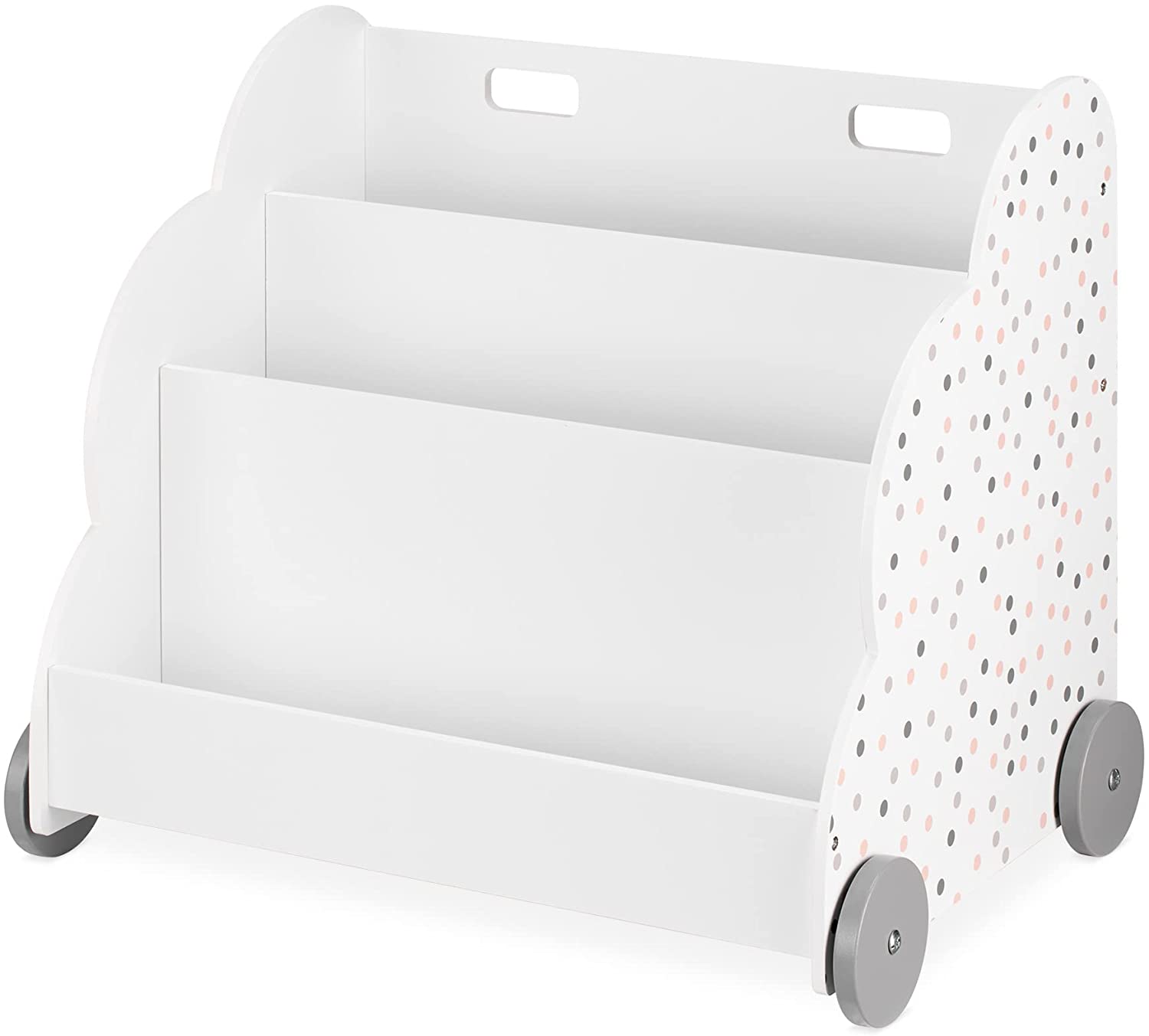 Navaris Παιδικό Κουτί Αποθήκευσης Παιχνιδιών με 3 Διαμερίσματα και Ρόδες - White - Grey / Pink - 55858.01