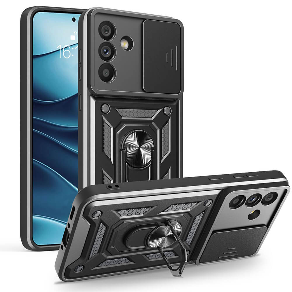Techsuit Samsung Galaxy A56 5G - CamShield - Σκληρή Θήκη με Προστασία Καμερών και Δαχτυλίδι Συγκράτησης - Black