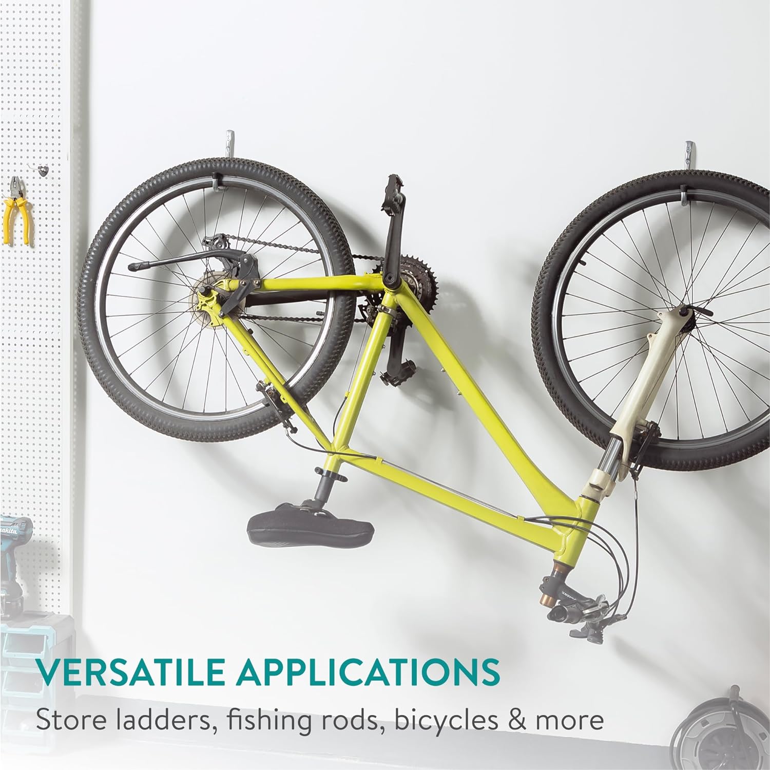 Navaris Σετ με 8 Μεταλλικούς Γάντζους Τοίχου για το Γκαράζ - Grey - 55719.04