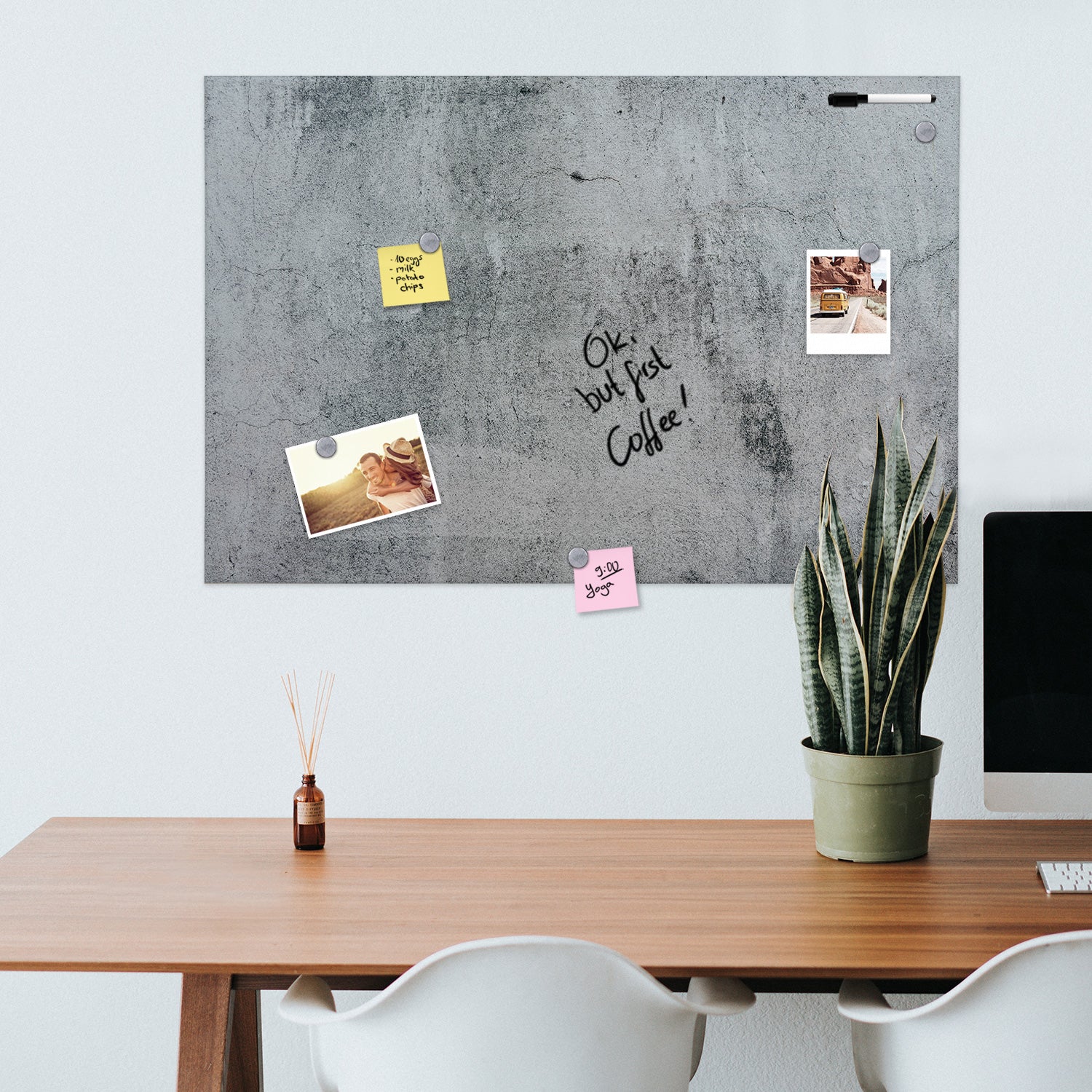 Navaris Magnetic Memo Board - Μαγνητικός Πίνακας Ανακοινώσεων - 90 x 60 cm - Concrete - 49997.04