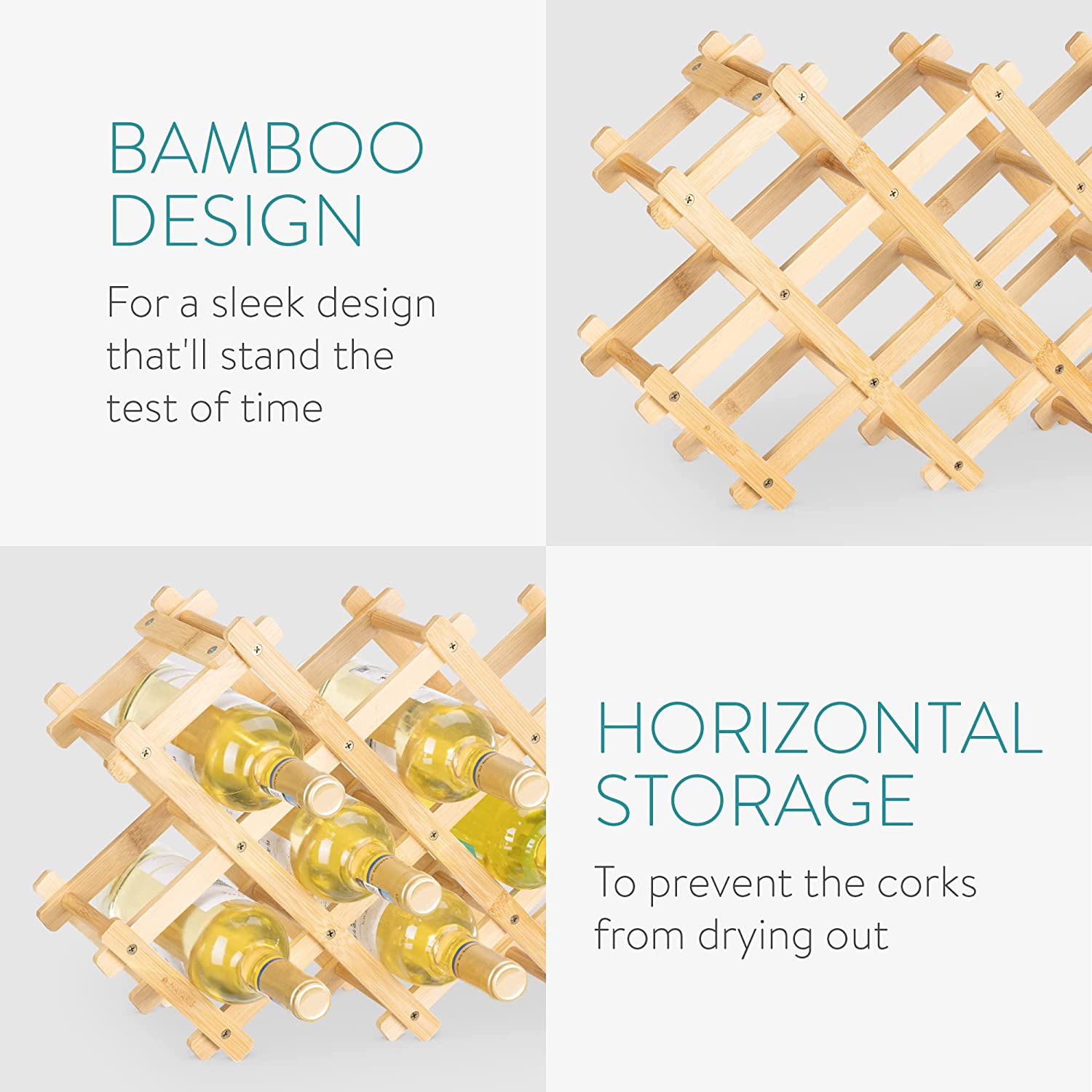 Navaris Ξύλινο Πτυσσόμενο Ράφι Κρασιών από Μπαμπού - 51,5 x 12,7 x 32,5 cm - 51114.05.3