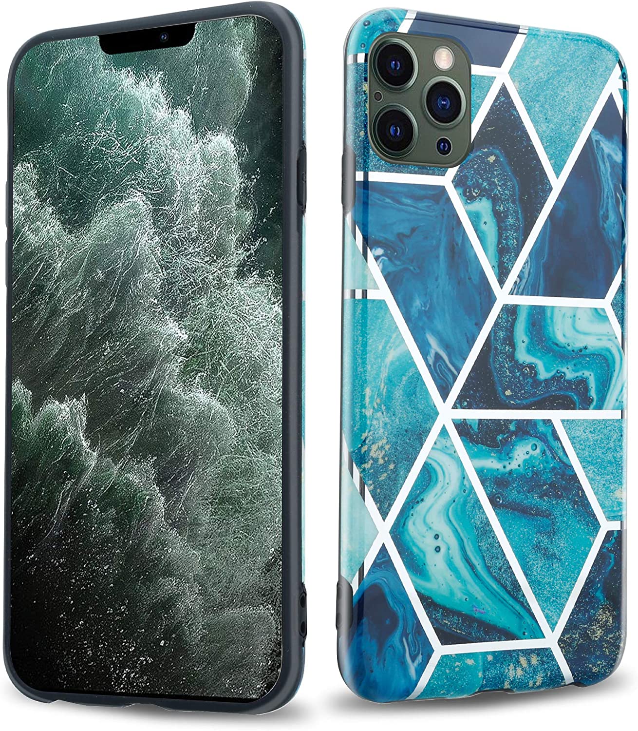 Cadorabo iPhone 12 Pro Max Θήκη Σιλικόνης TPU - Design Marble No.13 Mosaic Pattern - Blue Wave