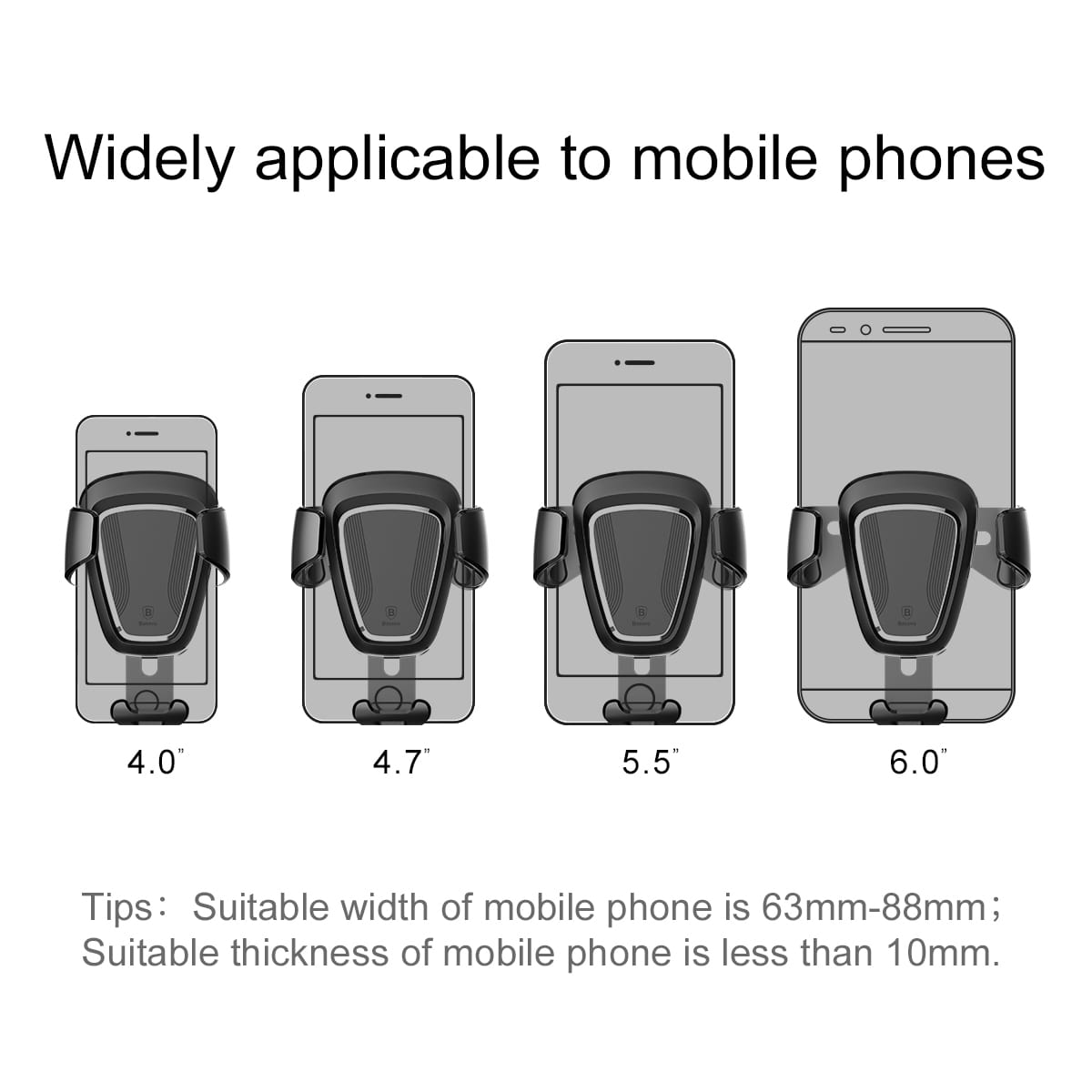 Baseus Gravity Car Air Vent Mobile Holder - Universal Βάση Αυτοκινήτου Αεραγωγού - Black - SUYL-01