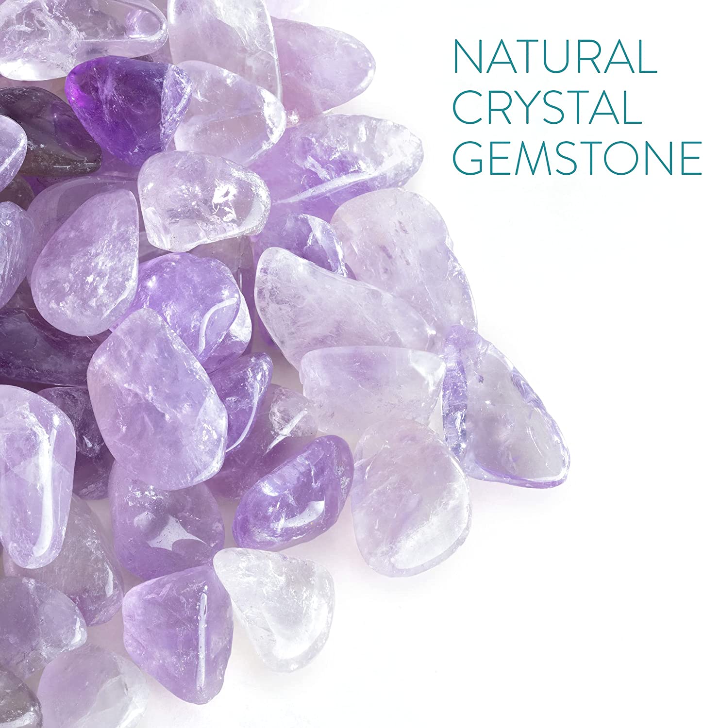 Navaris Γυάλινο Μπουκάλι Νερού με Πέτρες Αμέθυστου και Θήκη - BPA FREE - 420ml - Amethyst Stone - 53150.03