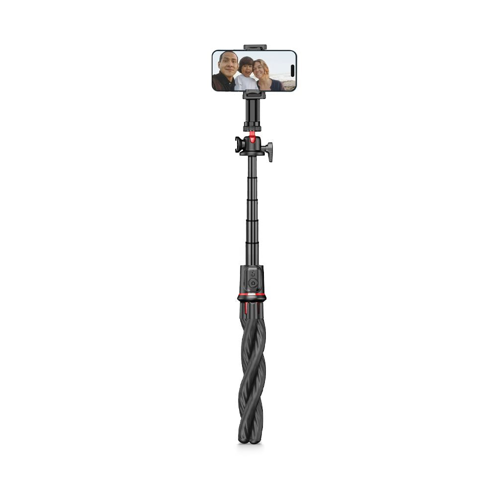 Tech-Protect L07S Ασύρματο Selfie Stick με Τρίποδο με Εύκαμπτα Πόδια και Τηλεχειριστήριο Bluetooth - Black