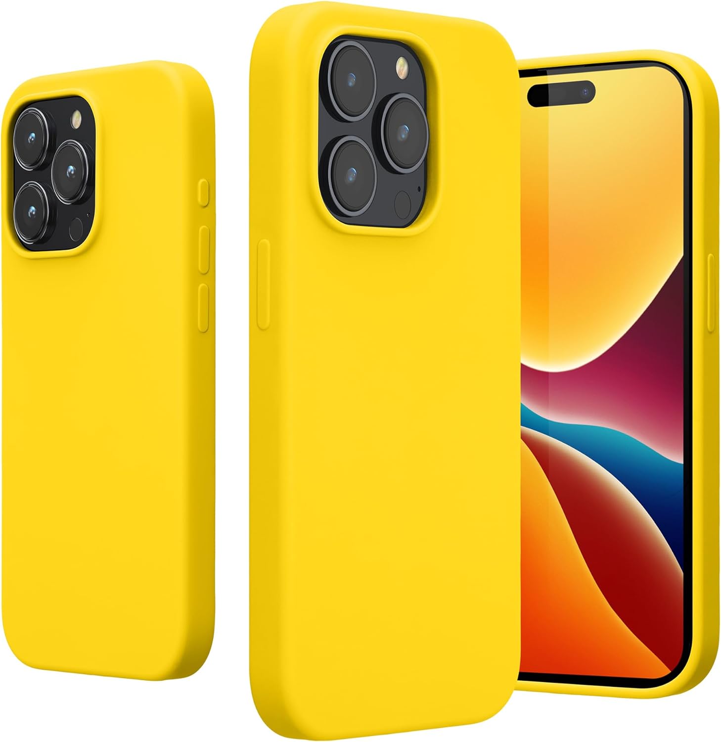 KW iPhone 15 Pro Θήκη Σιλικόνης Rubberized TPU - Bright Yellow