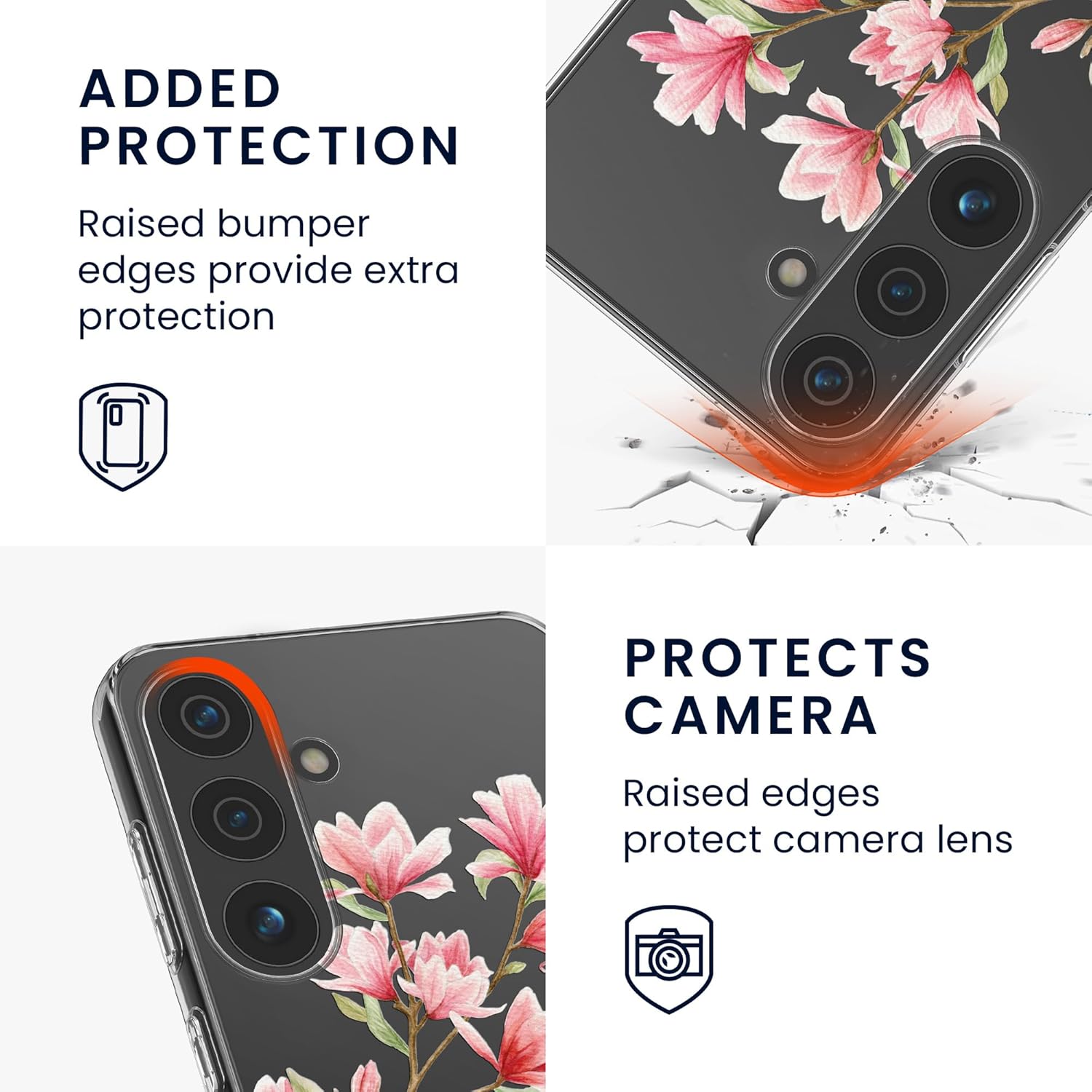 KW Samsung Galaxy S24+ Λεπτή Θήκη Σιλικόνης TPU - Design Magnolias - Pink / White / Διάφανη