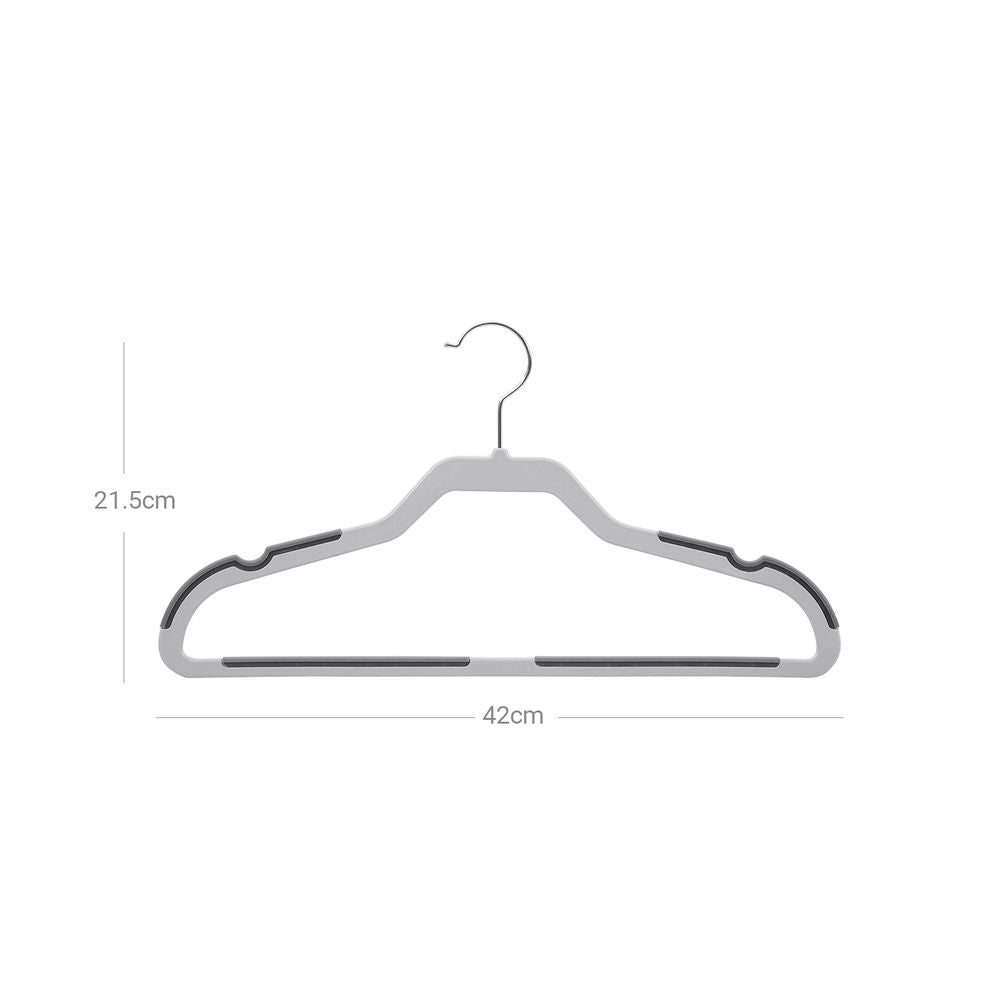 Songmics Σετ με 20 Πλαστικές Αντιολισθητικές Κρεμάστρες Ρούχων - Grey - CRP44G