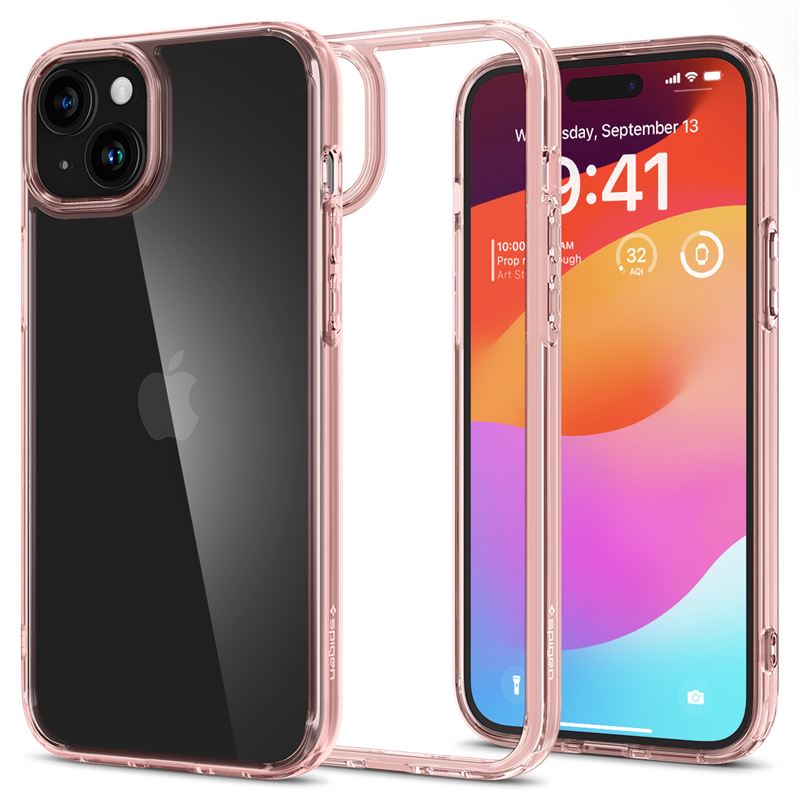 Spigen iPhone 15 Ultra Hybrid Σκληρή Θήκη με Πλαίσιο Σιλικόνης - Rose Crystal