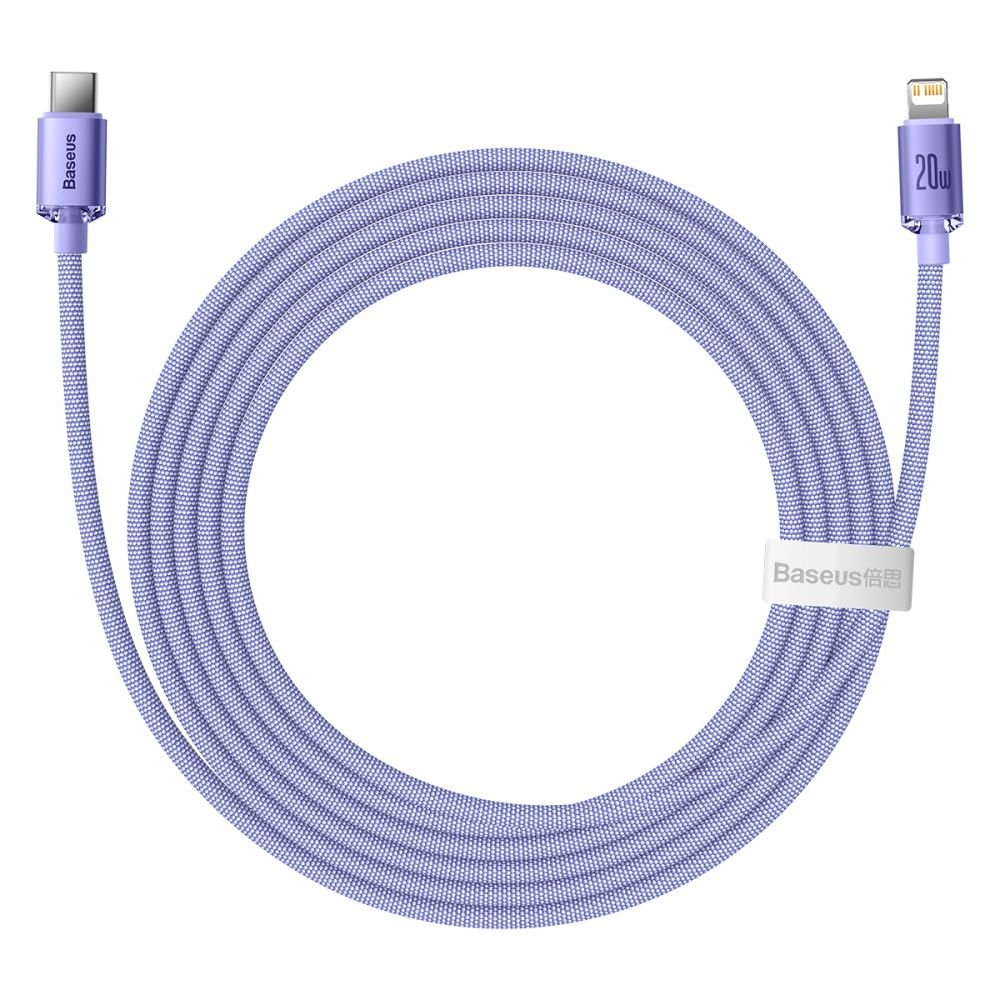 Baseus Crystal Shine Cable Type - C to Lightning PD 20W - Καλώδιο Δεδομένων και Γρήγορης Φόρτισης Type - C to Lightning 2M - Purple - CAJY000305