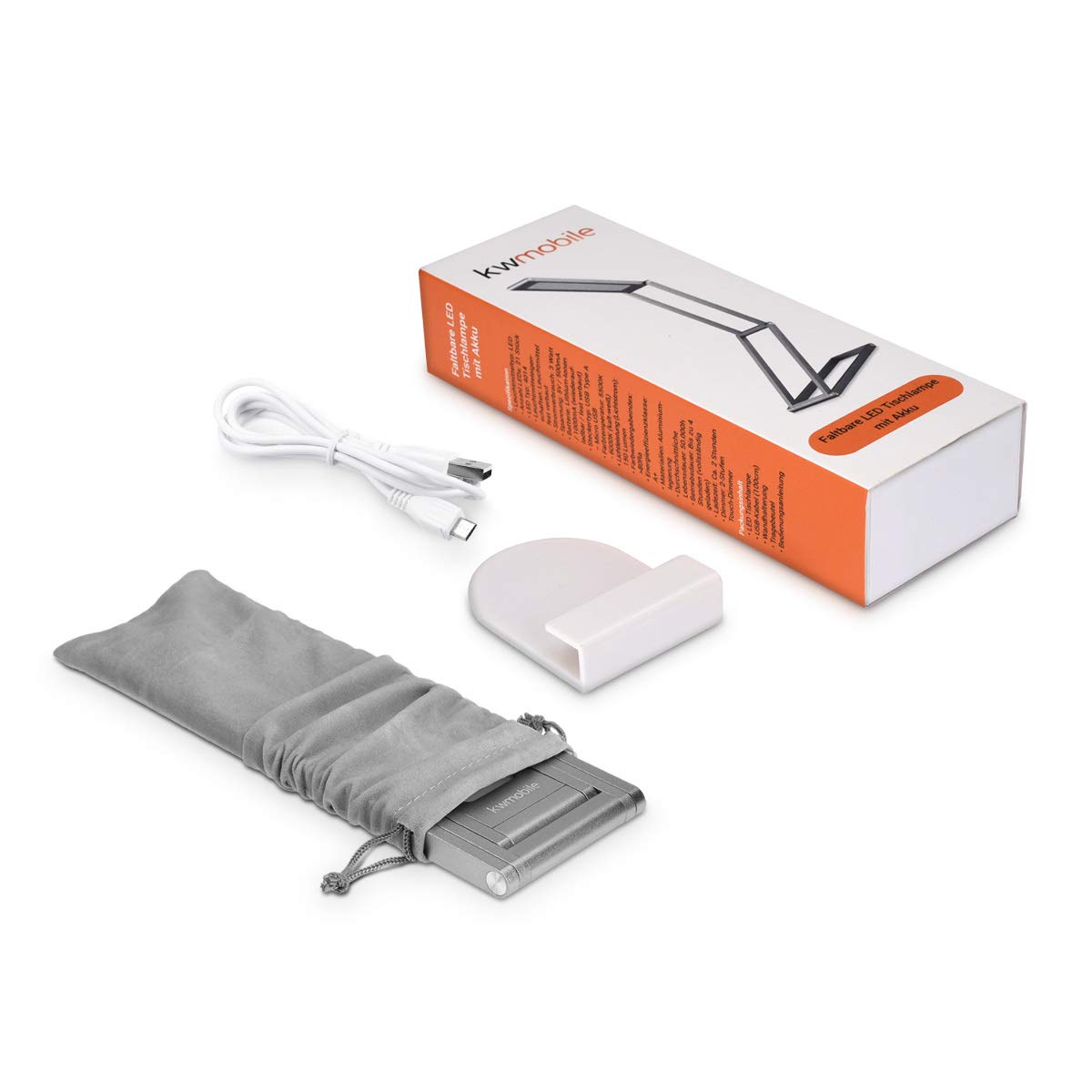 KW LED Folding Desk Lamp Επαναφορτιζόμενο Αναδιπλούμενο Μεταλλικό Φωτιστικό με καλώδιο Micro USB - Anthracite - 45535.73