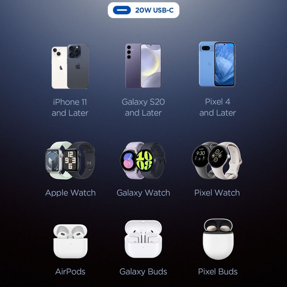 Spigen Essential EE201EU 20W Οικιακός Φορτιστής Γρήγορης Φόρτισης με Θύρα Type - C - White