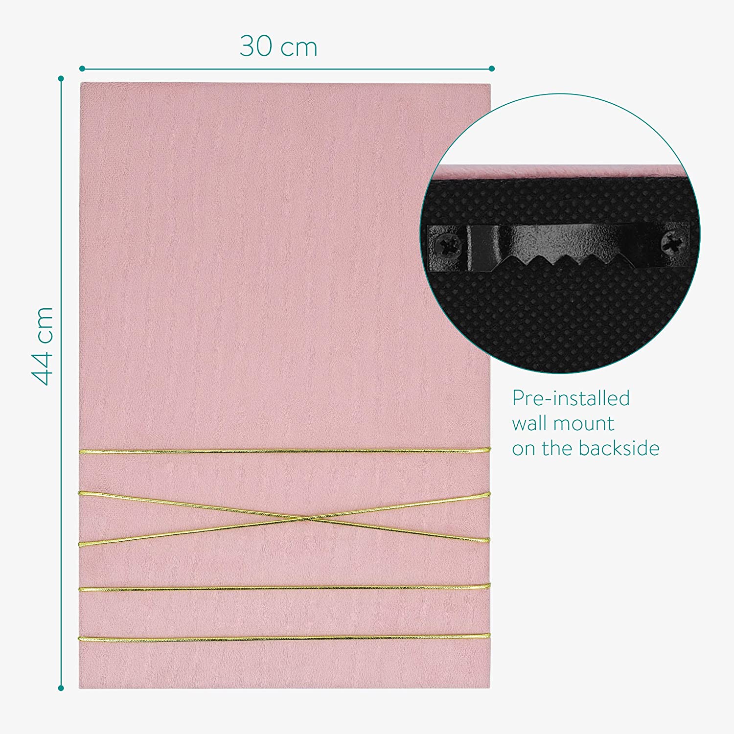 Navaris Πίνακας Ανακοινώσεων από Βελούδο - 44 x 30 cm - Pink - 52630.1.08