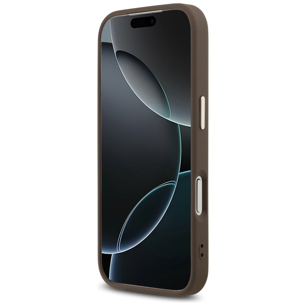 Guess iPhone 17 Pro Max - 4G Big 4G Classic Logo - Σκληρή Θήκη με Πλαίσιο Σιλικόνης και Επένδυση από Οικολογικό Δέρμα - Brown / Gold - GUHCP17X4GMGCBR