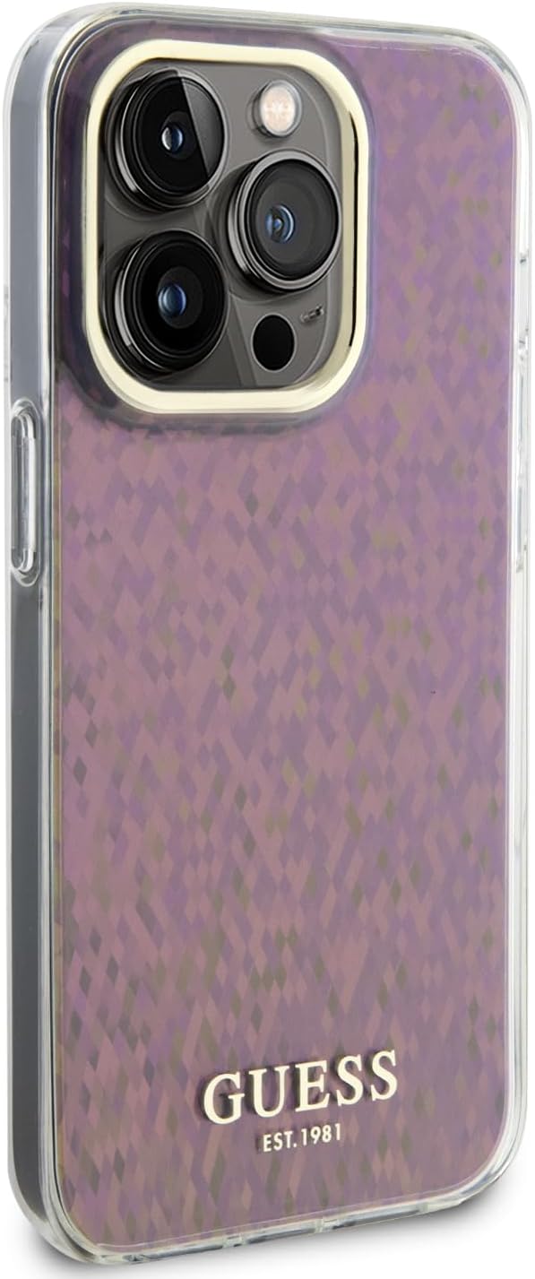 Guess iPhone 15 Pro Max IML Faceted Mirror Disco Iridescent Σκληρή Θήκη με Πλαίσιο Σιλικόνης - Pink - GUHCP15XHDECMP