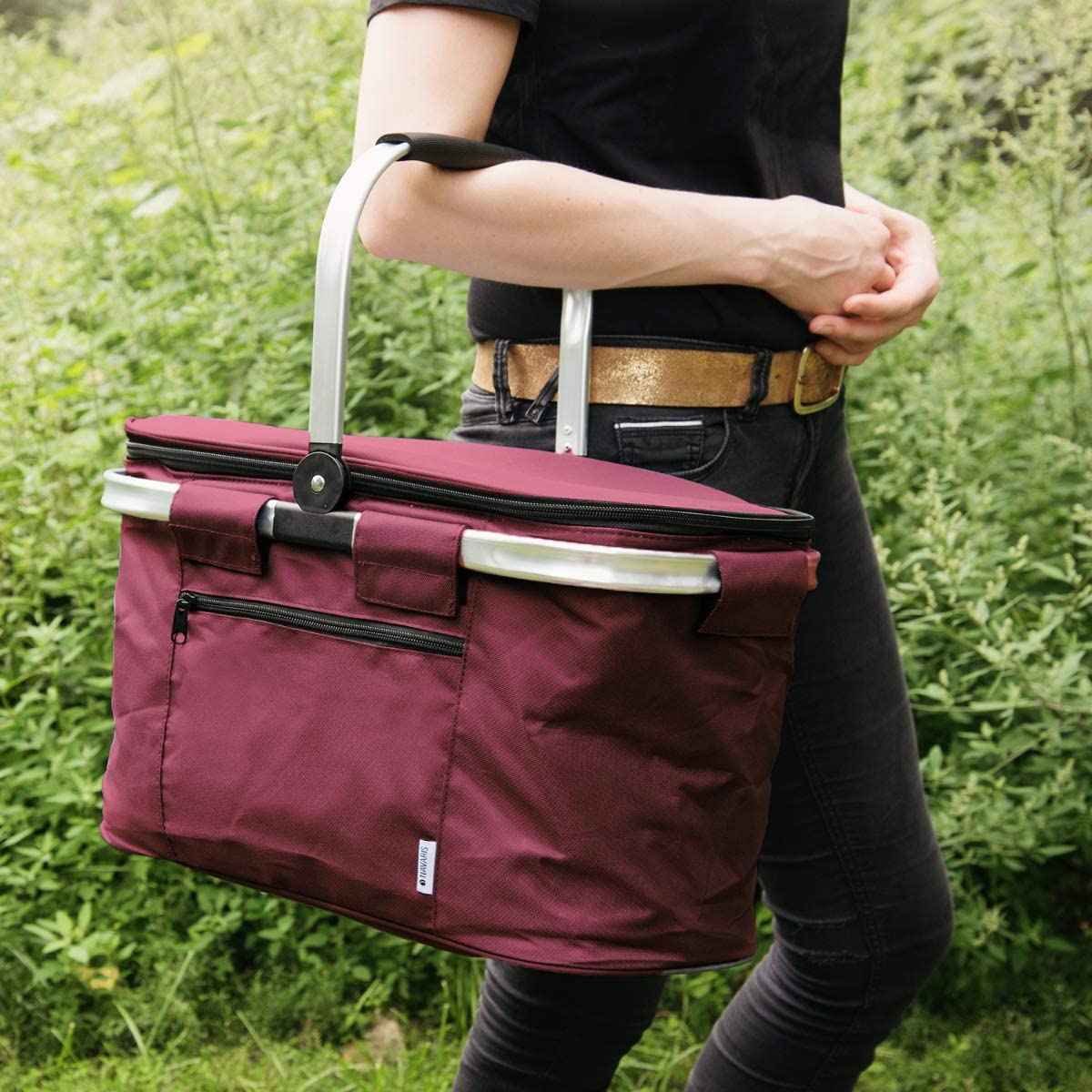 Navaris Πτυσσόμενη Ισοθερμική Τσάντα Πικ-Νικ - Bordeaux - 45859.13