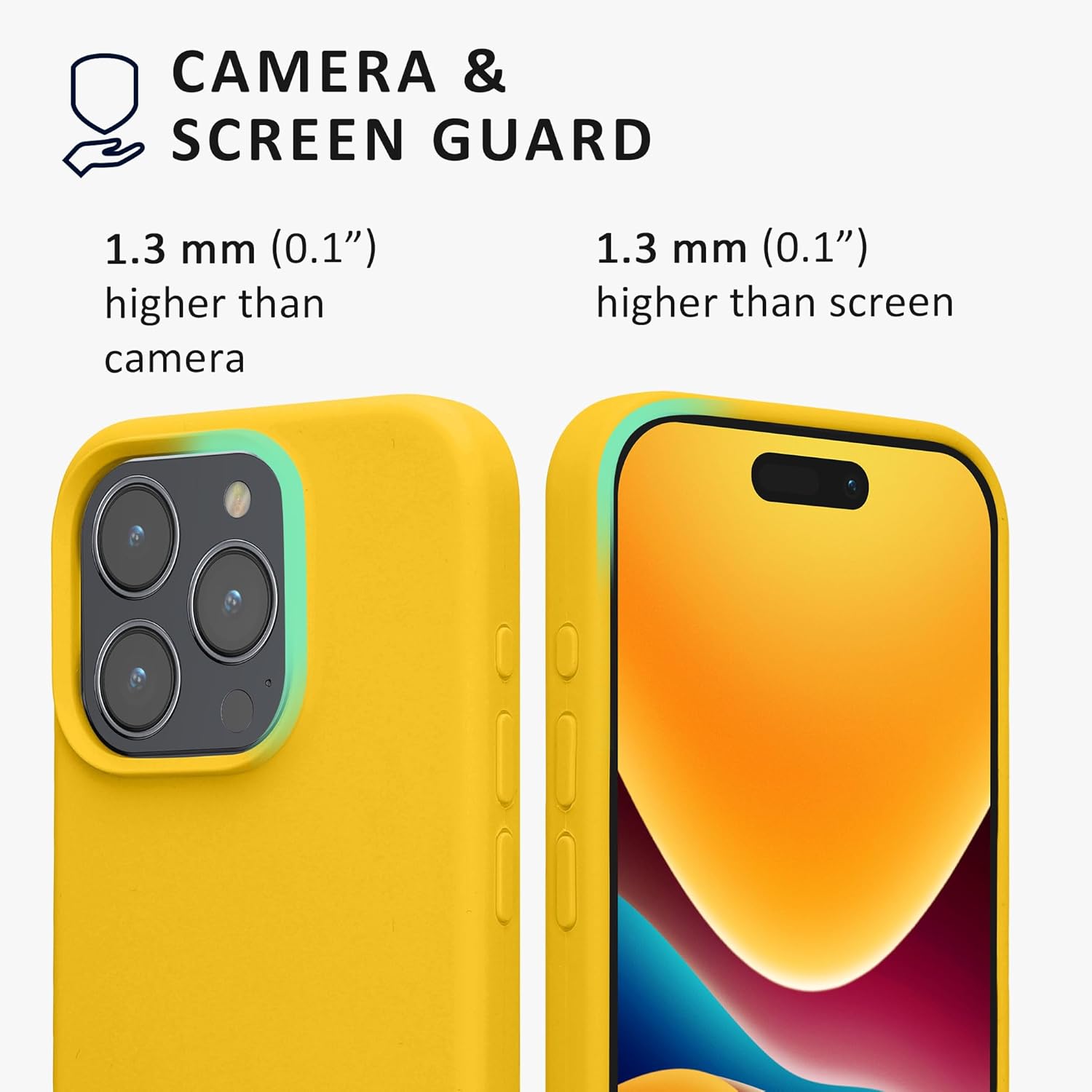 Kalibri iPhone 15 Pro Θήκη Σιλικόνης με MagSafe και 2 Αντιχαρακτικά Γυαλιά Οθόνης - Bright Yellow