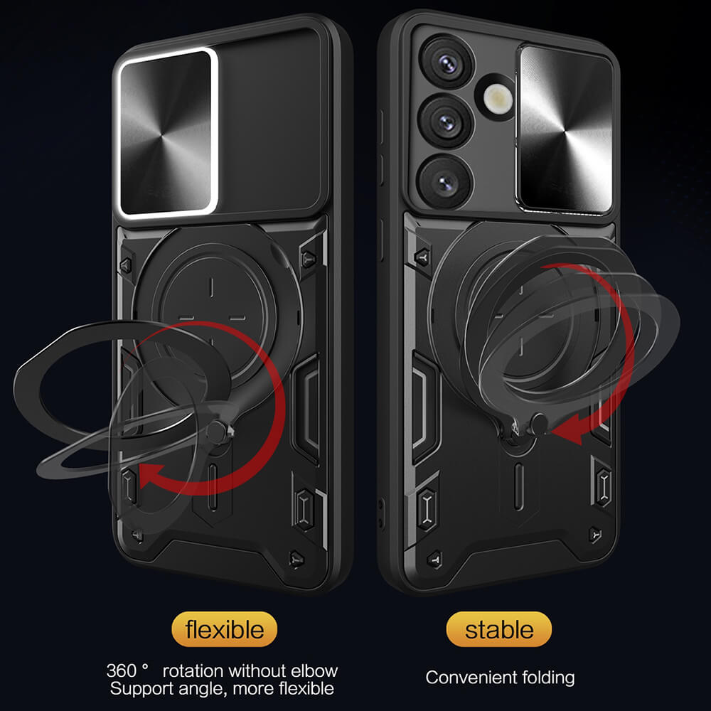 Techsuit Samsung Galaxy S25 - CamGuard Pro - Σκληρή Θήκη με Προστασία Καμερών και Δαχτυλίδι Συγκράτησης - Black