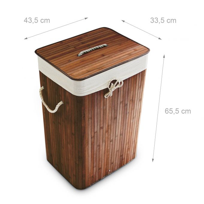 Relaxdays XL Καλάθι Απλύτων από Μπαμπού με Καπάκι - Brown / Creme - 4052025046811